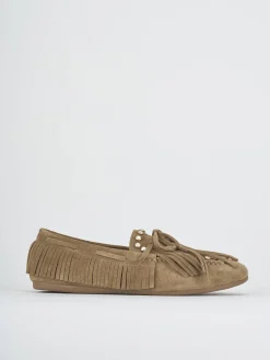 Mocassini tacco 1cm camoscio beige