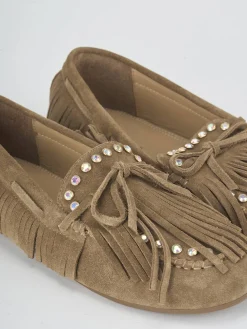 Mocassini tacco 1cm camoscio beige