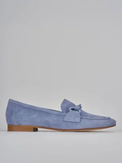 Mocassini tacco 1cm camoscio jeans