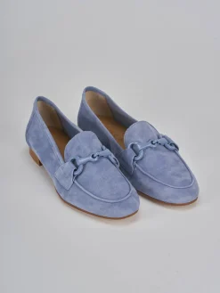 Mocassini tacco 1cm camoscio jeans