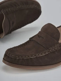 Mocassini tacco 1cm camoscio testa