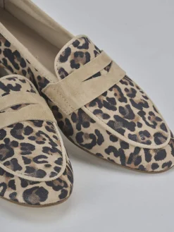 Mocassini tacco 1cm camoscio marrone