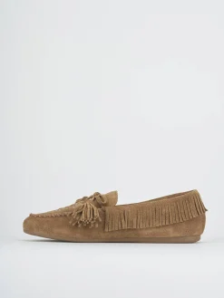 Mocassini tacco 1cm camoscio marrone