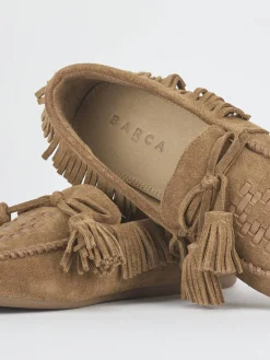 Mocassini tacco 1cm camoscio marrone