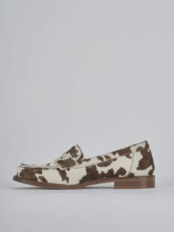 Mocassini tacco 1cm cavallino bianco