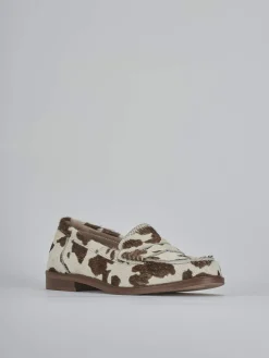 Mocassini tacco 1cm cavallino bianco