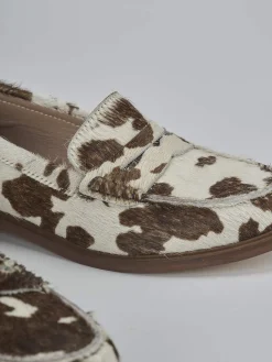 Mocassini tacco 1cm cavallino bianco