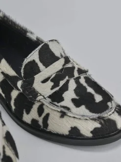 Mocassini tacco 1cm cavallino nero