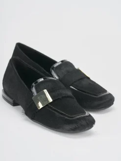 Mocassini tacco 1cm cavallino nero