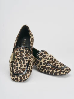 Mocassini tacco 1cm cavallino multicolor