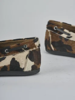 Mocassini tacco 1cm cavallino bianco