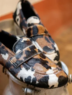 Mocassini tacco 1cm cavallino bianco