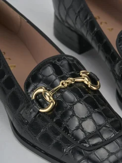 Mocassini tacco 3cm cocco nero