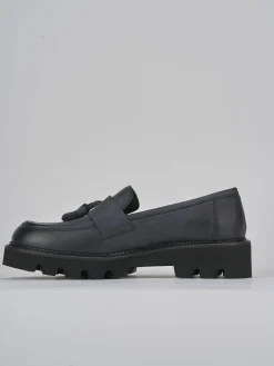 Mocassini tacco 3cm nabuk blu