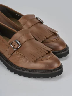 Mocassini tacco 2cm pelle marrone