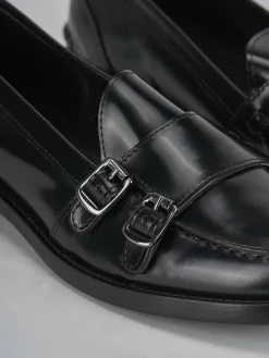 Mocassini tacco 2cm pelle nero