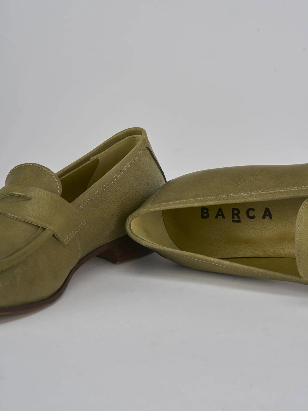 Mocassini tacco 1cm pelle verde