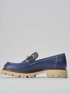 Mocassini tacco 2cm pelle blu