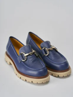 Mocassini tacco 2cm pelle blu