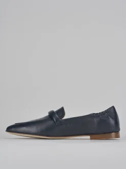 Mocassini tacco 1cm pelle blu