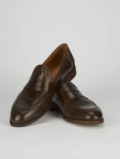 Mocassini tacco 2cm pelle marrone