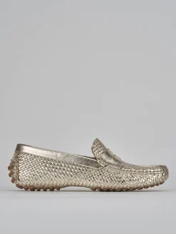 Mocassini tacco 1cm pelle oro