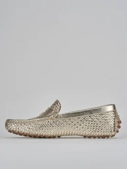 Mocassini tacco 1cm pelle oro