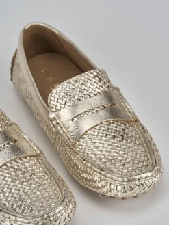 Mocassini tacco 1cm pelle oro