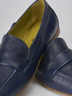 Mocassini tacco 1cm pelle blu