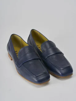 Mocassini tacco 1cm pelle blu