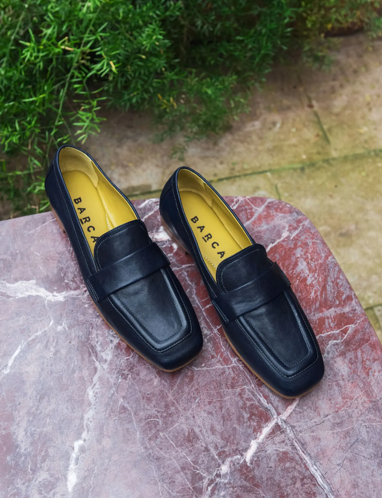 Mocassini tacco 1cm pelle blu