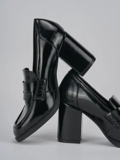 Mocassini tacco 7cm pelle nero