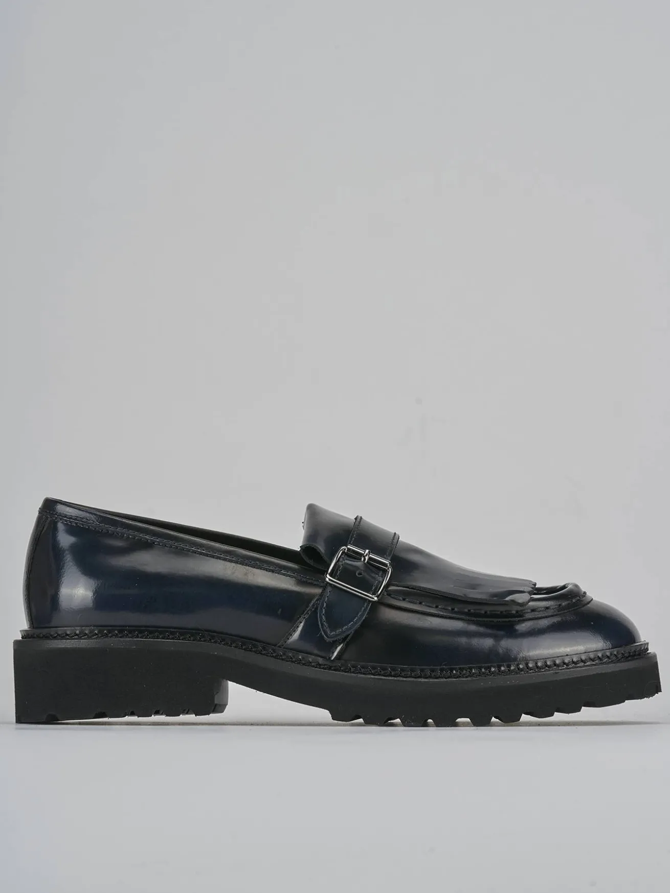 Mocassini tacco 2cm pelle blu