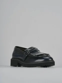 Mocassini tacco 2cm pelle blu