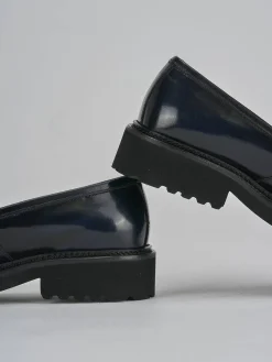 Mocassini tacco 2cm pelle blu