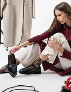 Mocassini tacco 2cm pelle blu