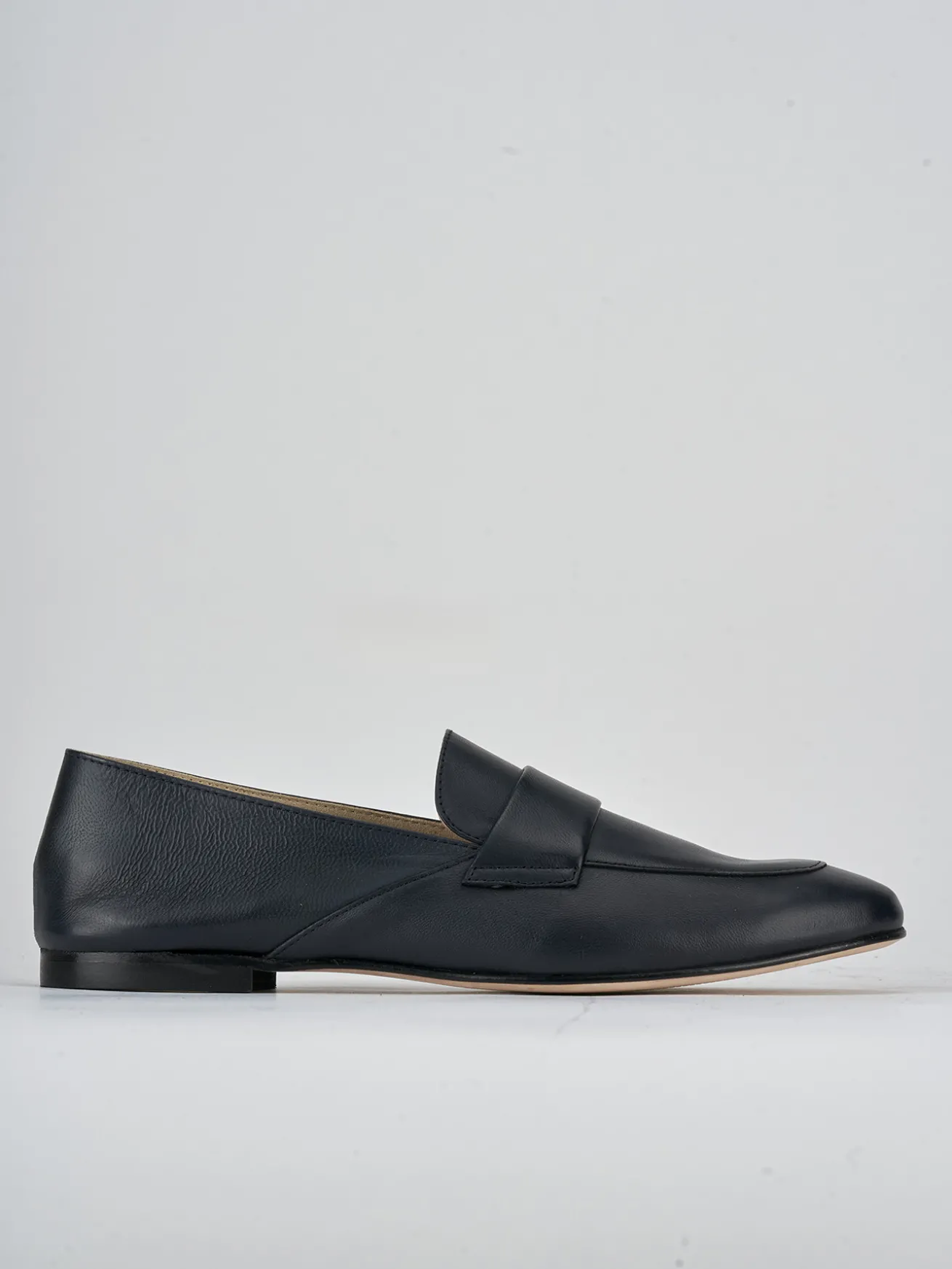 Mocassini tacco 1cm pelle blu