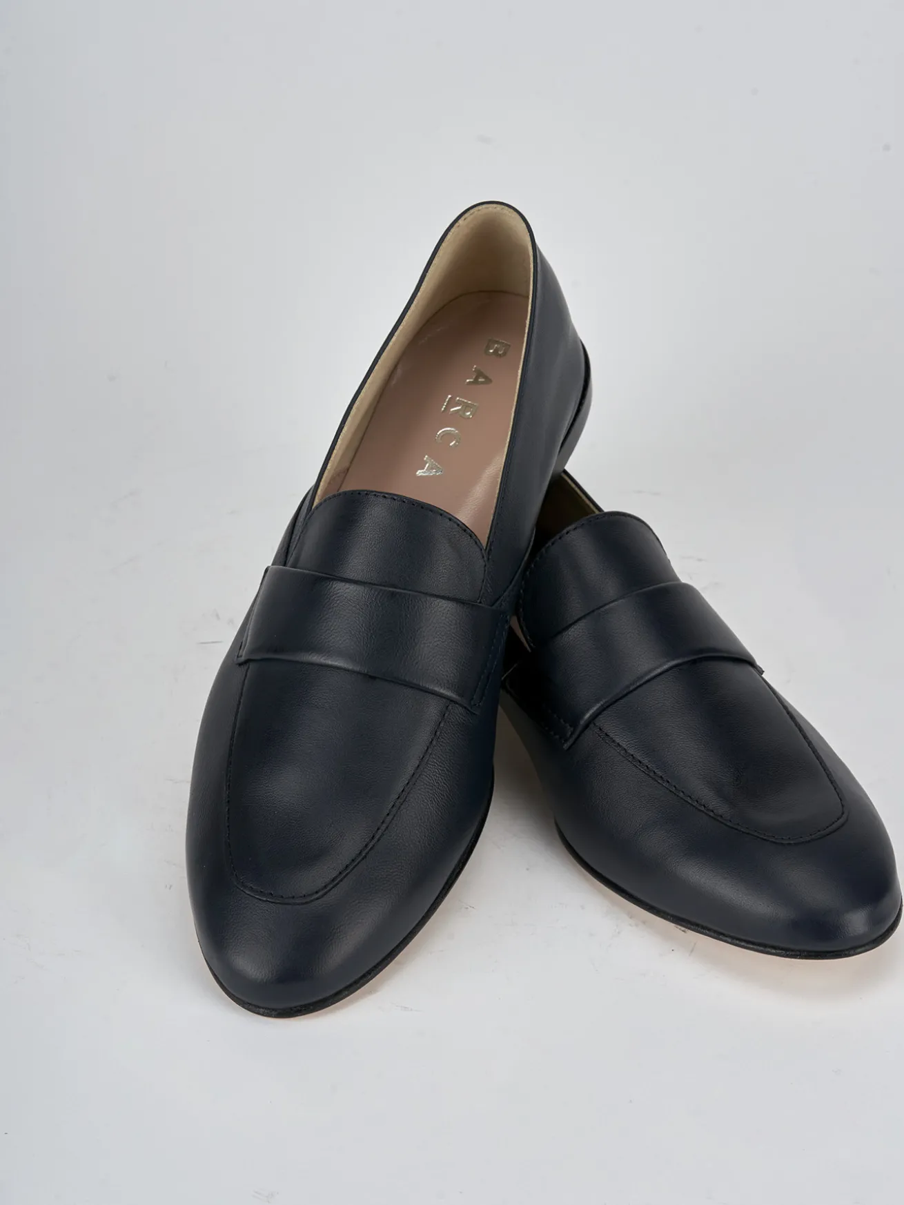 Mocassini tacco 1cm pelle blu