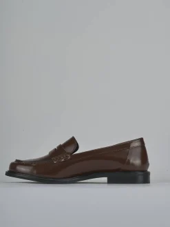 Mocassini tacco 1cm pelle marrone