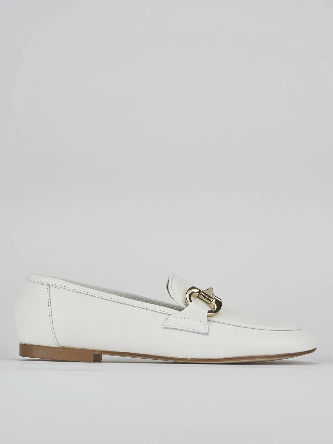 Mocassini tacco 1cm pelle bianco