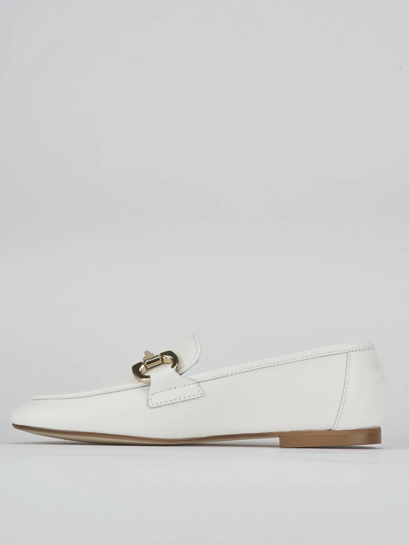 Mocassini tacco 1cm pelle bianco