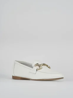 Mocassini tacco 1cm pelle bianco