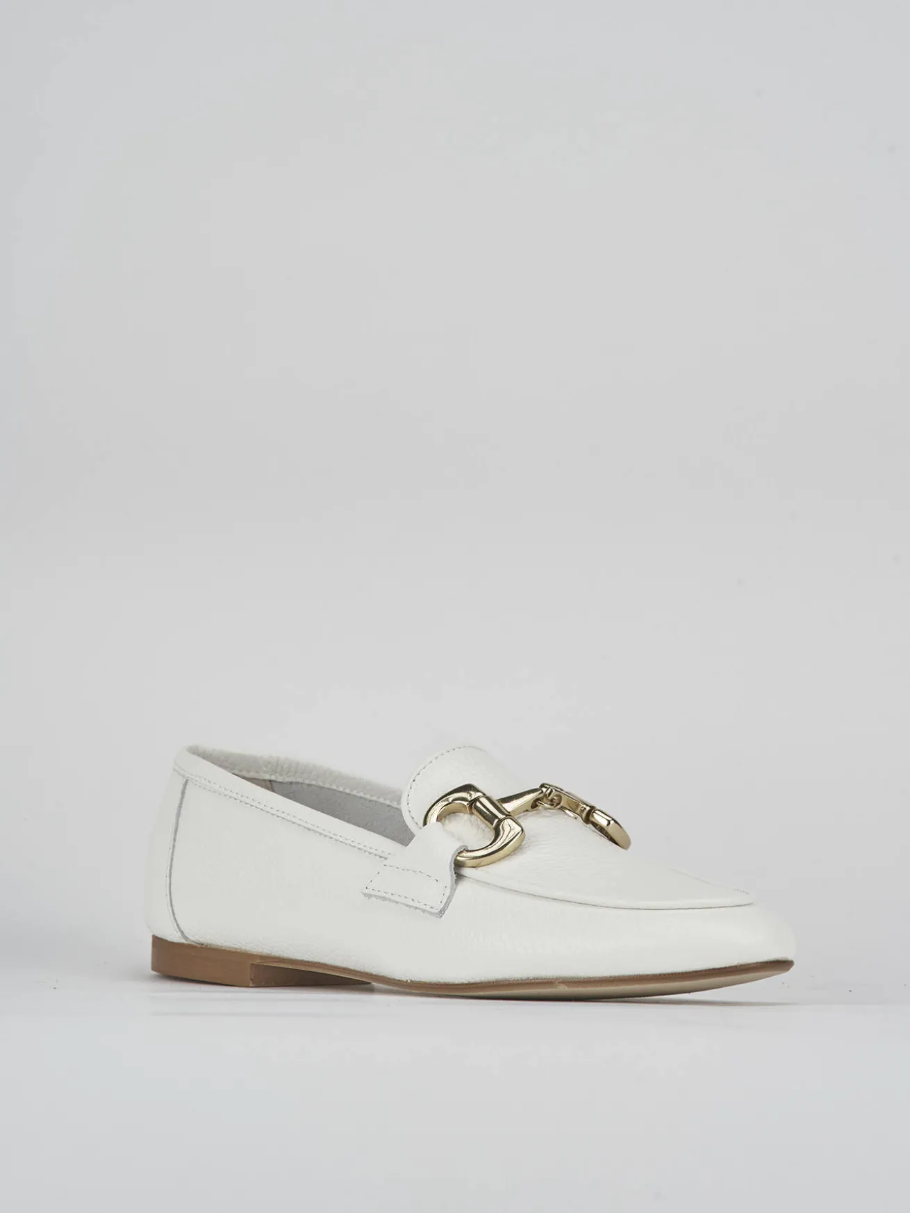 Mocassini tacco 1cm pelle bianco