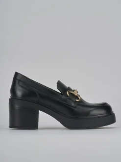 Mocassini tacco 4cm pelle nero