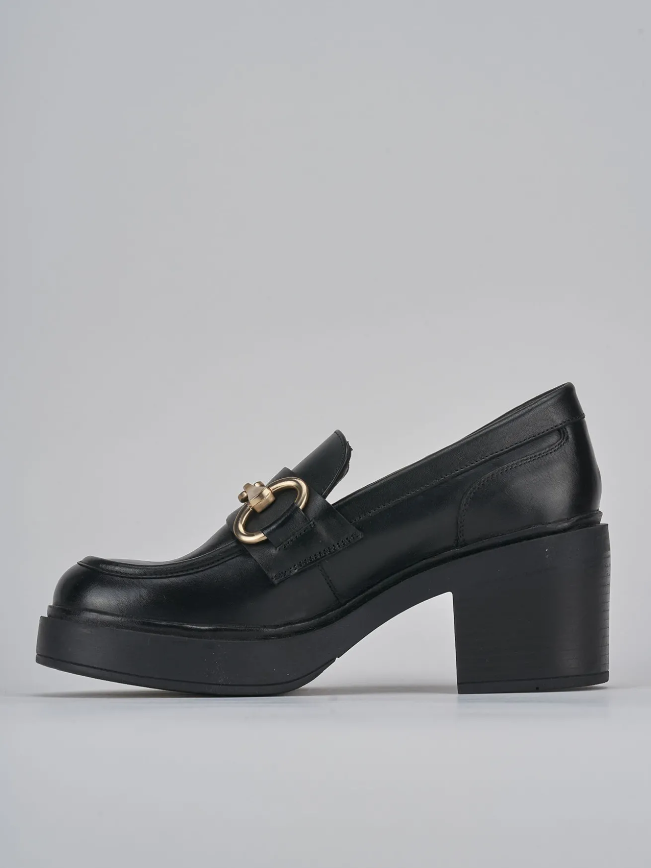 Mocassini tacco 4cm pelle nero