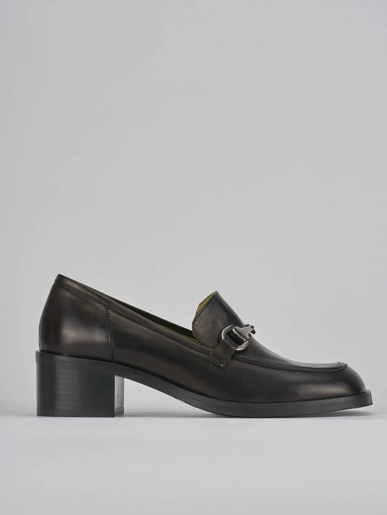 Mocassini tacco 5cm pelle nero