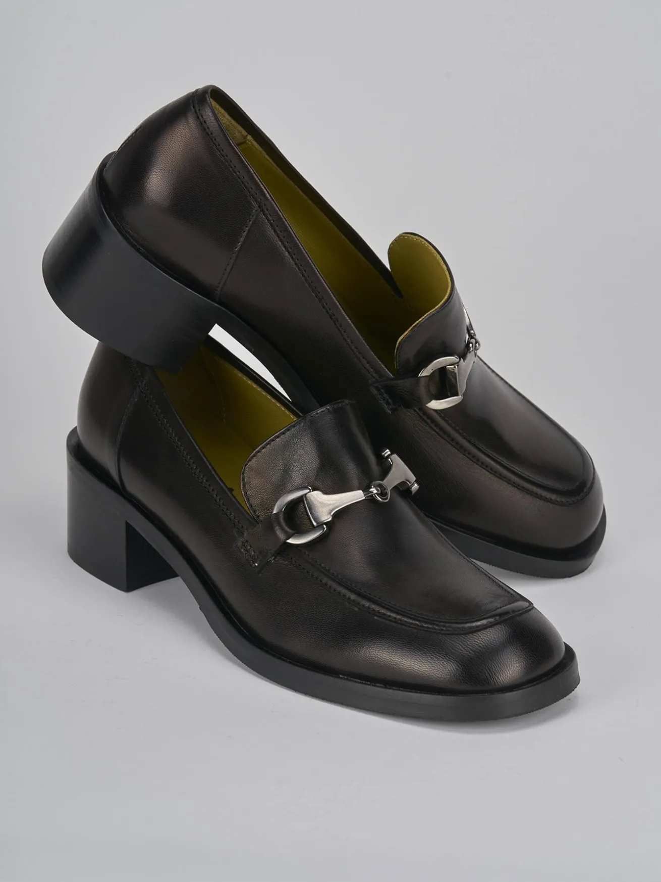 Mocassini tacco 5cm pelle nero