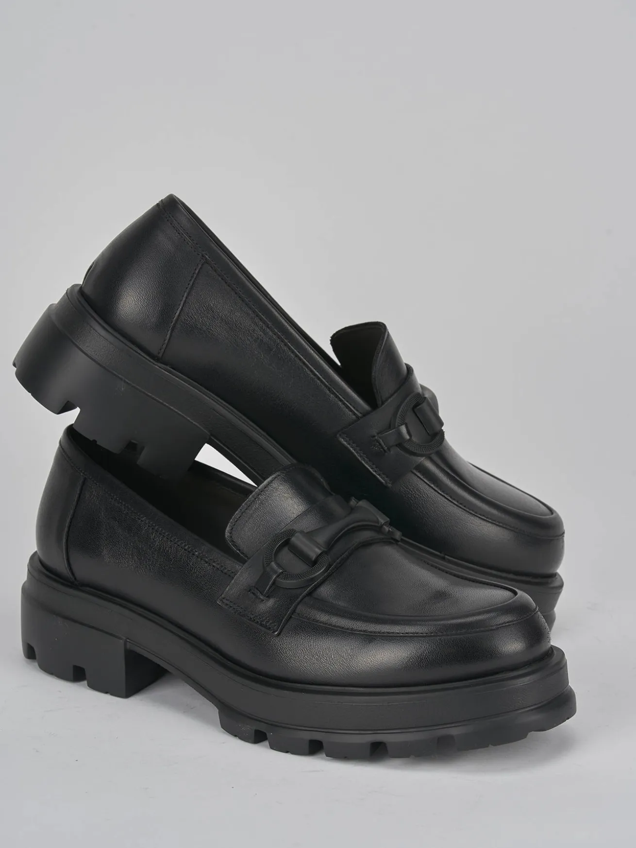 Mocassini tacco 2cm pelle nero