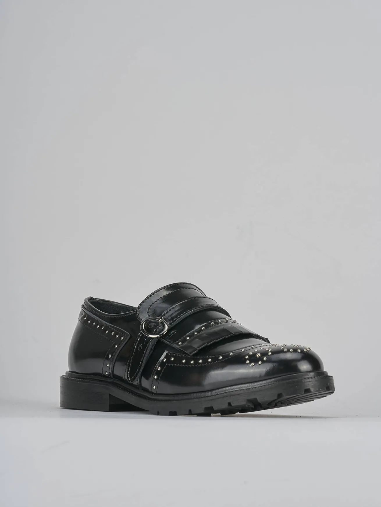 Mocassini tacco 2cm pelle nero