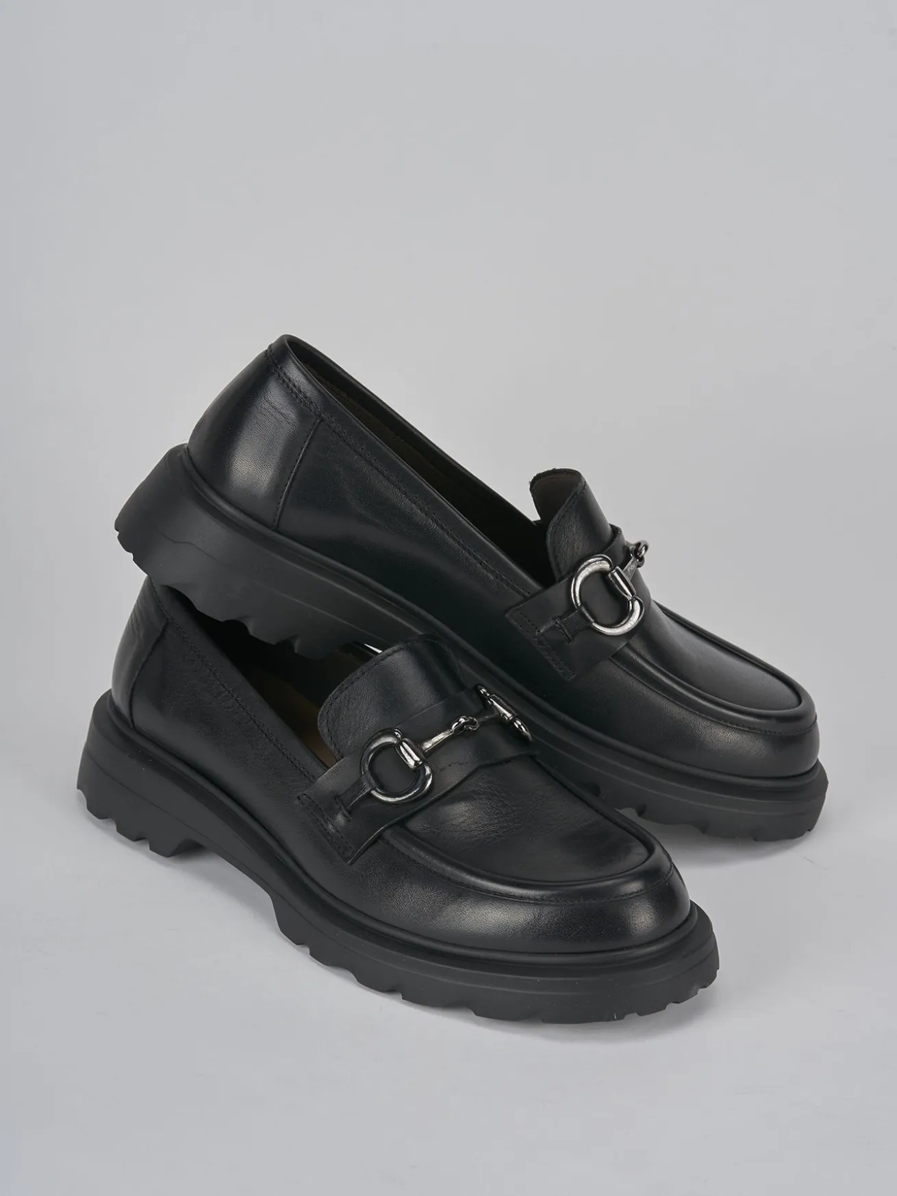 Mocassini tacco 3cm pelle nero